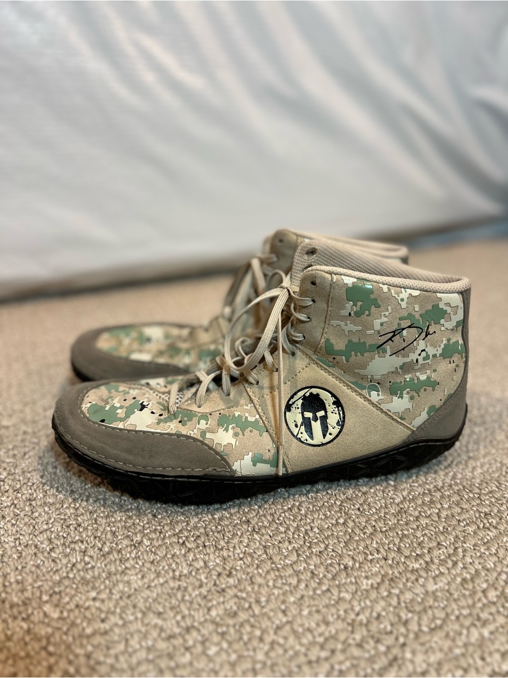Spartan Combat Dake Wrestling Shoes  Men Size 11.5 Tan Camo Active Outdoor Race